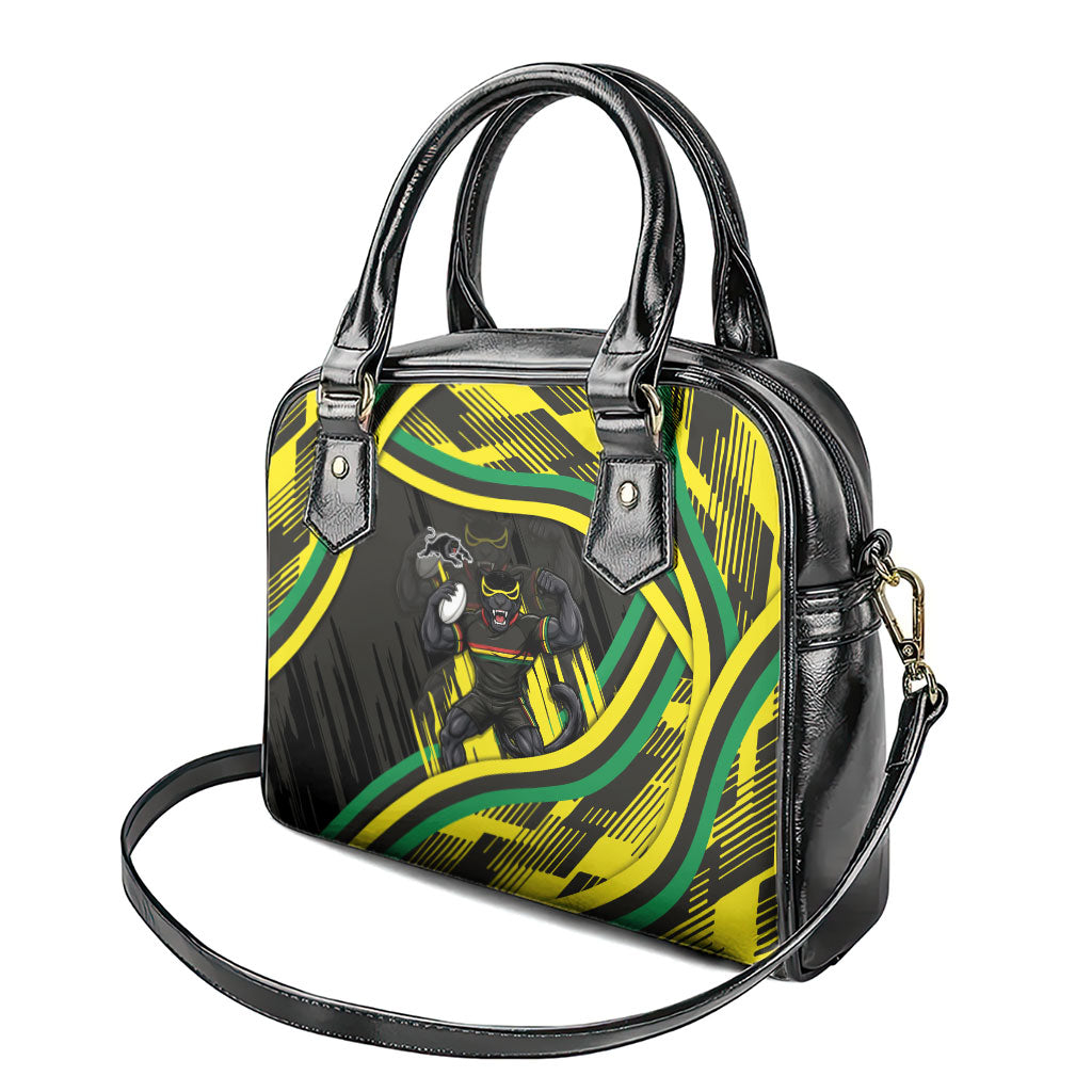 Panthers Rugby Mascot Shoulder Handbag Fierce Athlete Graphic in Sports Style