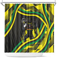 Panthers Rugby Mascot Shower Curtain Fierce Athlete Graphic in Sports Style