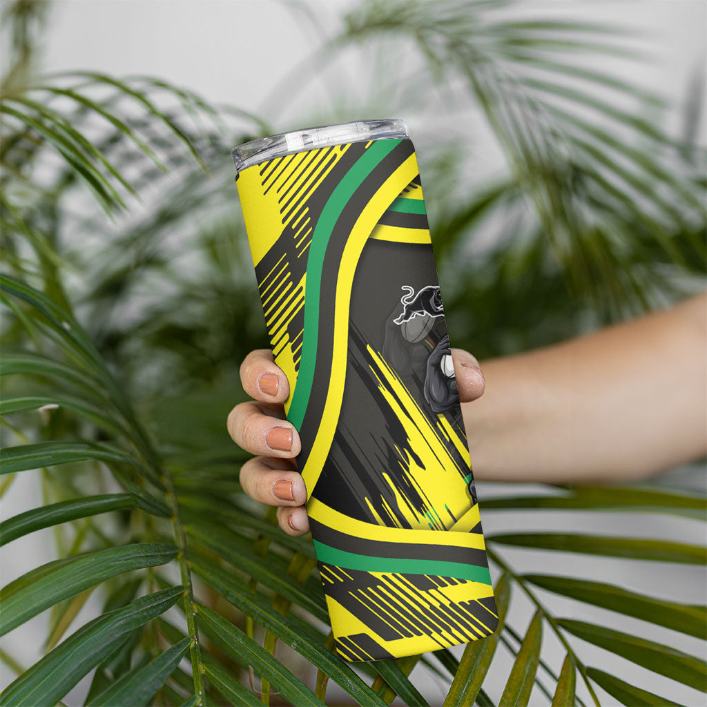 Panthers Rugby Mascot Skinny Tumbler Fierce Athlete Graphic in Sports Style