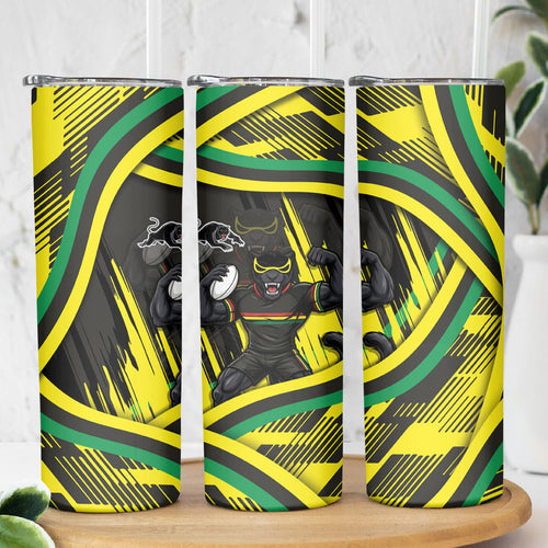 Panthers Rugby Mascot Skinny Tumbler Fierce Athlete Graphic in Sports Style