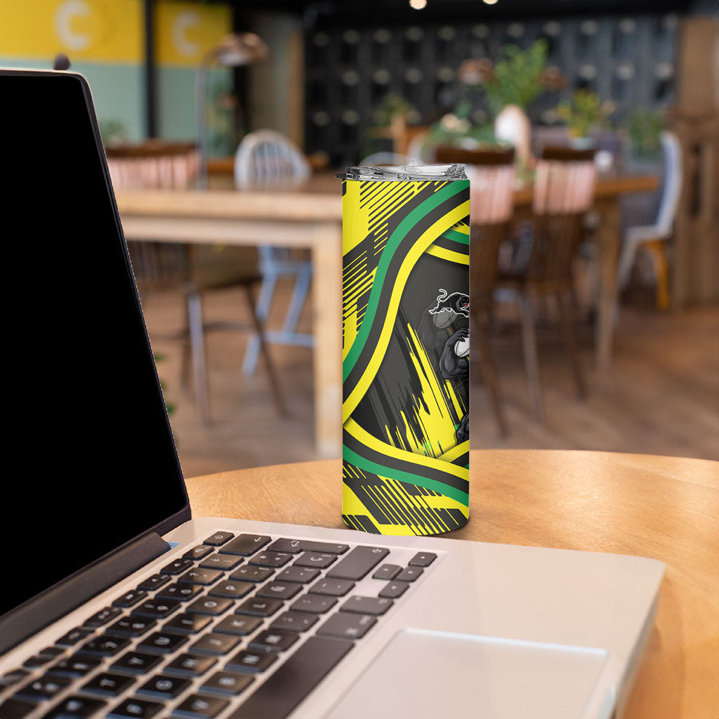 Panthers Rugby Mascot Skinny Tumbler Fierce Athlete Graphic in Sports Style