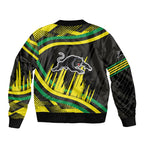Panthers Rugby Mascot Sleeve Zip Bomber Jacket Fierce Athlete Graphic in Sports Style