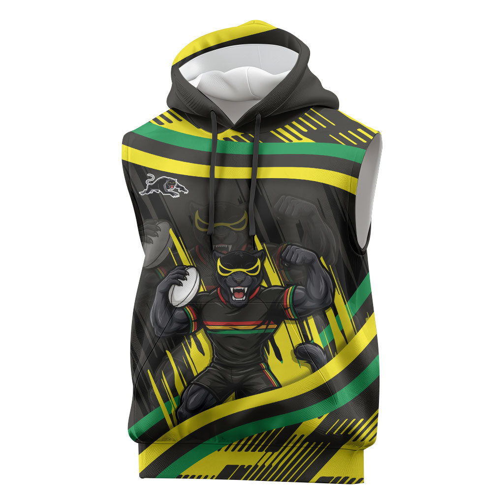 Panthers Rugby Mascot Sleeveless Hoodie Fierce Athlete Graphic in Sports Style