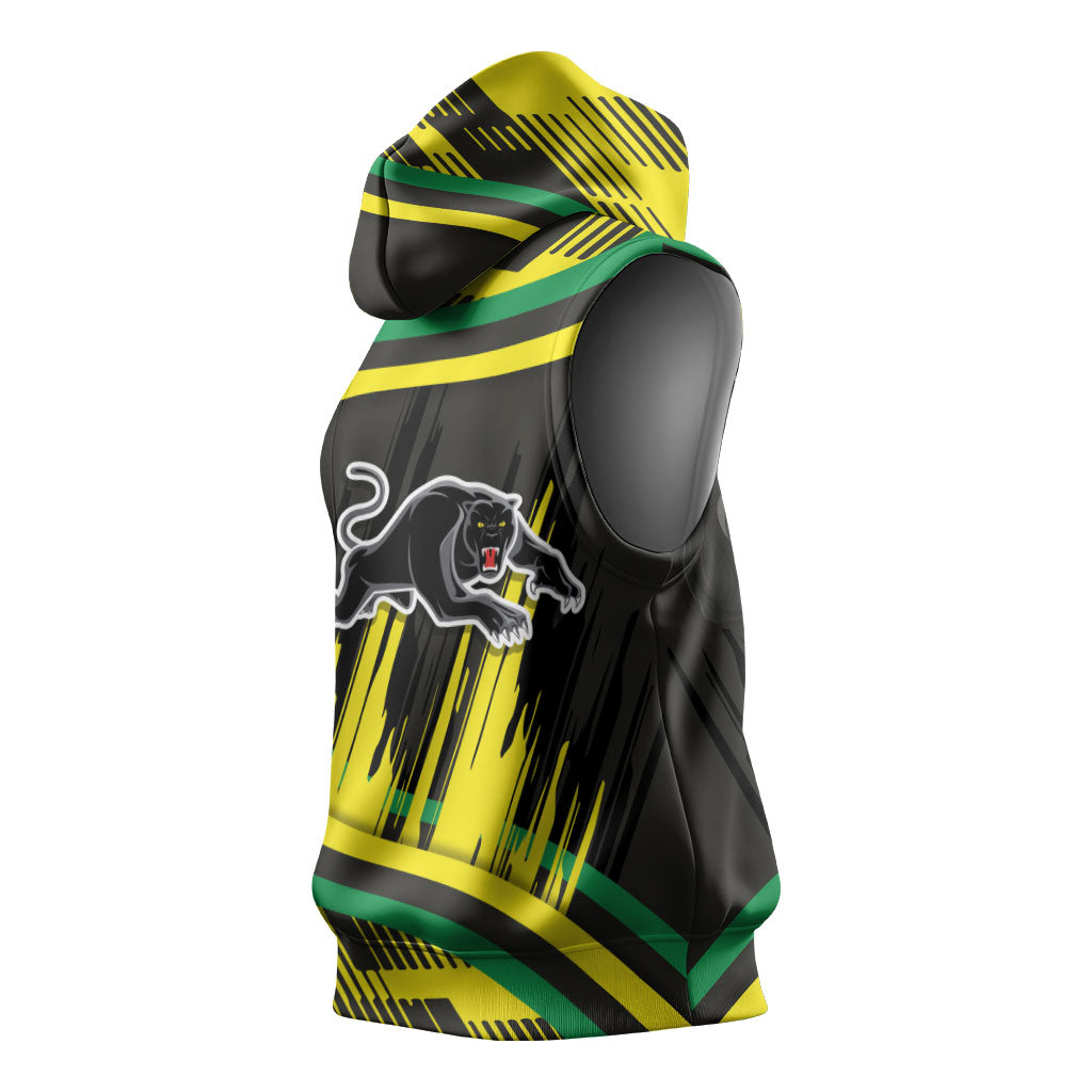 Panthers Rugby Mascot Sleeveless Hoodie Fierce Athlete Graphic in Sports Style