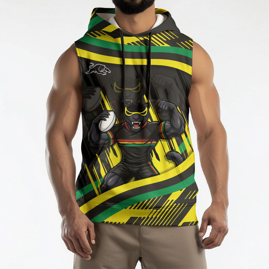 Panthers Rugby Mascot Sleeveless Hoodie Fierce Athlete Graphic in Sports Style