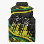 Panthers Rugby Mascot Sleeveless Puffer Jacket Fierce Athlete Graphic in Sports Style