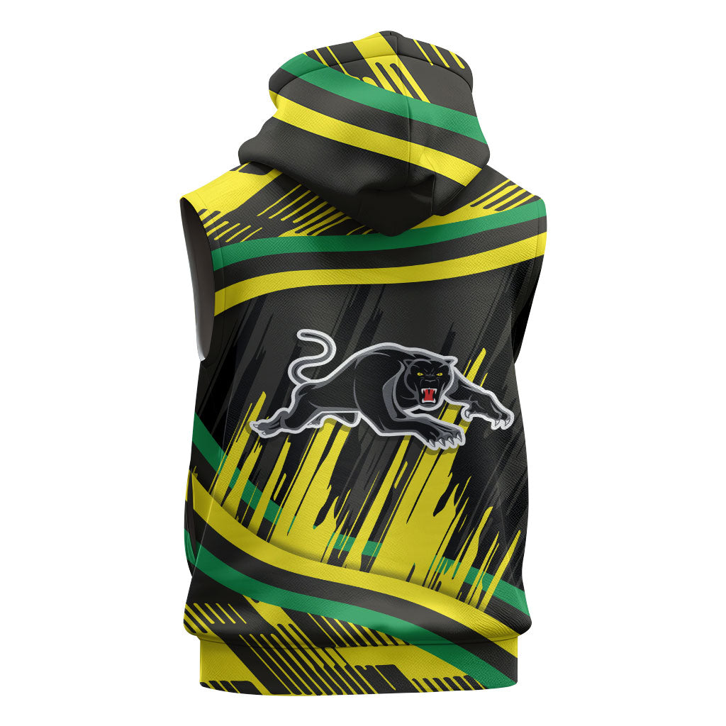 Panthers Rugby Mascot Sleeveless Zip Hoodie Fierce Athlete Graphic in Sports Style