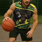 Panthers Rugby Mascot Sleeveless Zip Hoodie Fierce Athlete Graphic in Sports Style
