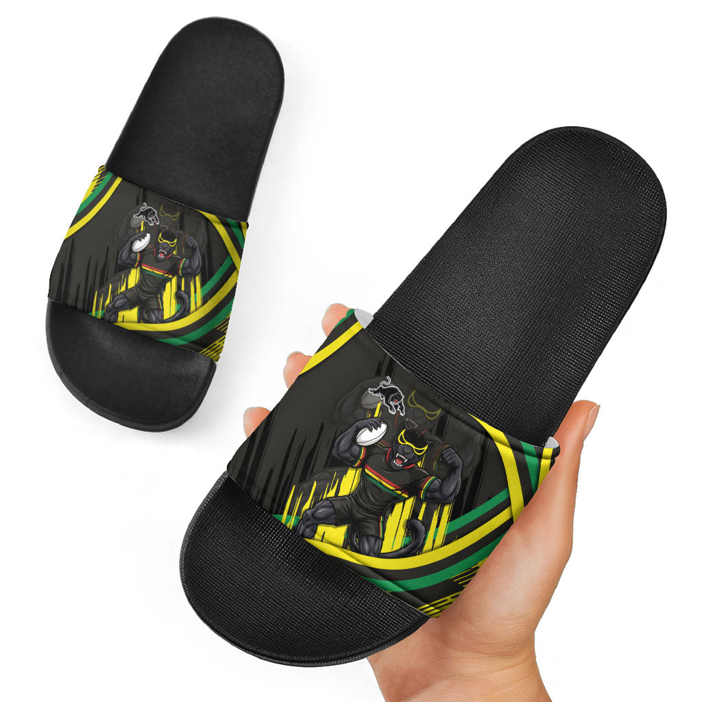 Panthers Rugby Mascot Slide Sandals Fierce Athlete Graphic in Sports Style