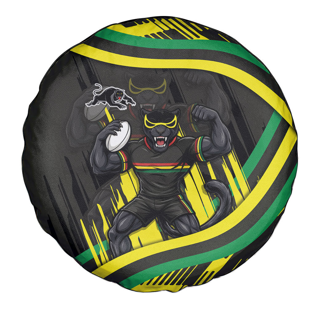Panthers Rugby Mascot Spare Tire Cover Fierce Athlete Graphic in Sports Style