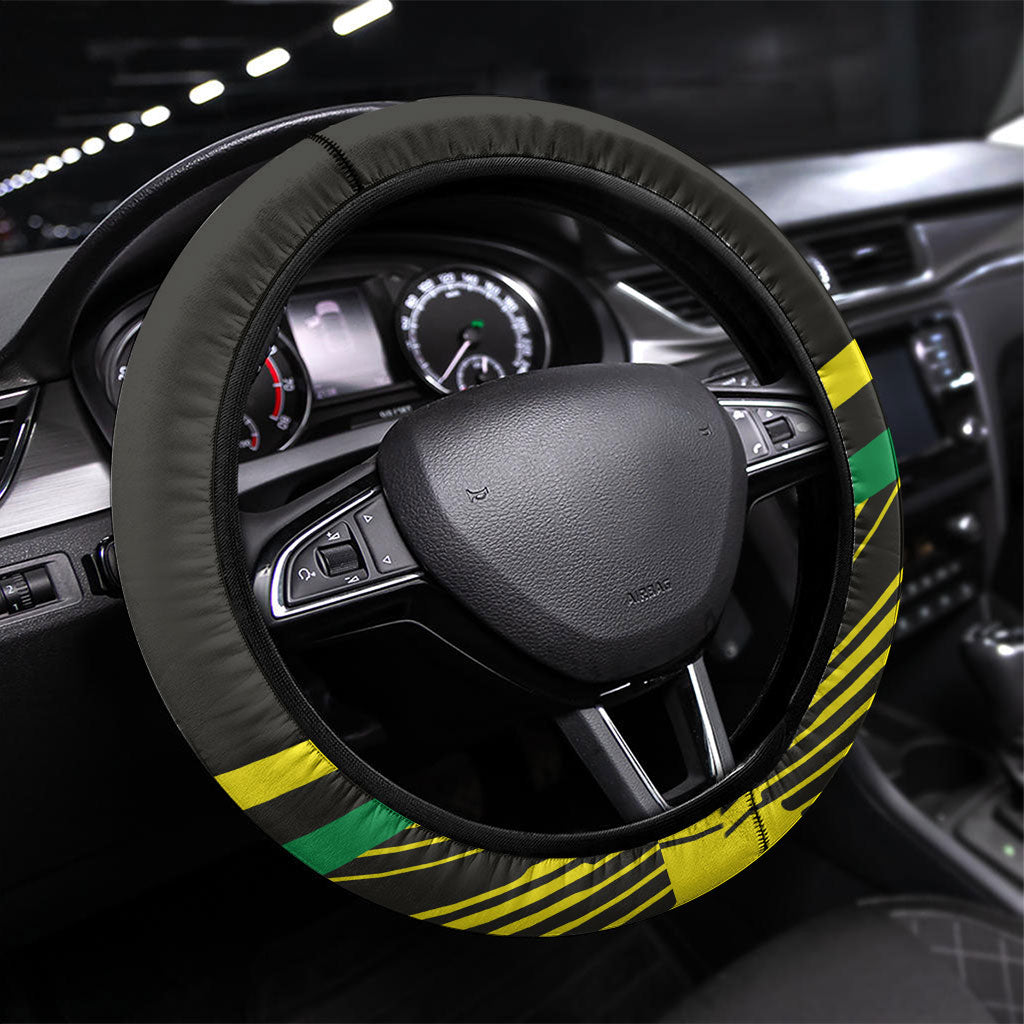 Panthers Rugby Mascot Steering Wheel Cover Fierce Athlete Graphic in Sports Style