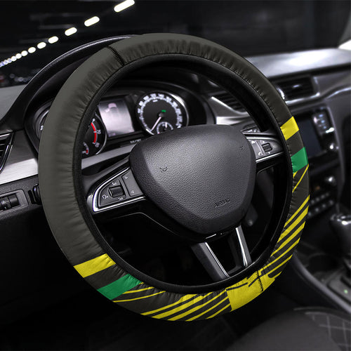 Panthers Rugby Mascot Steering Wheel Cover Fierce Athlete Graphic in Sports Style