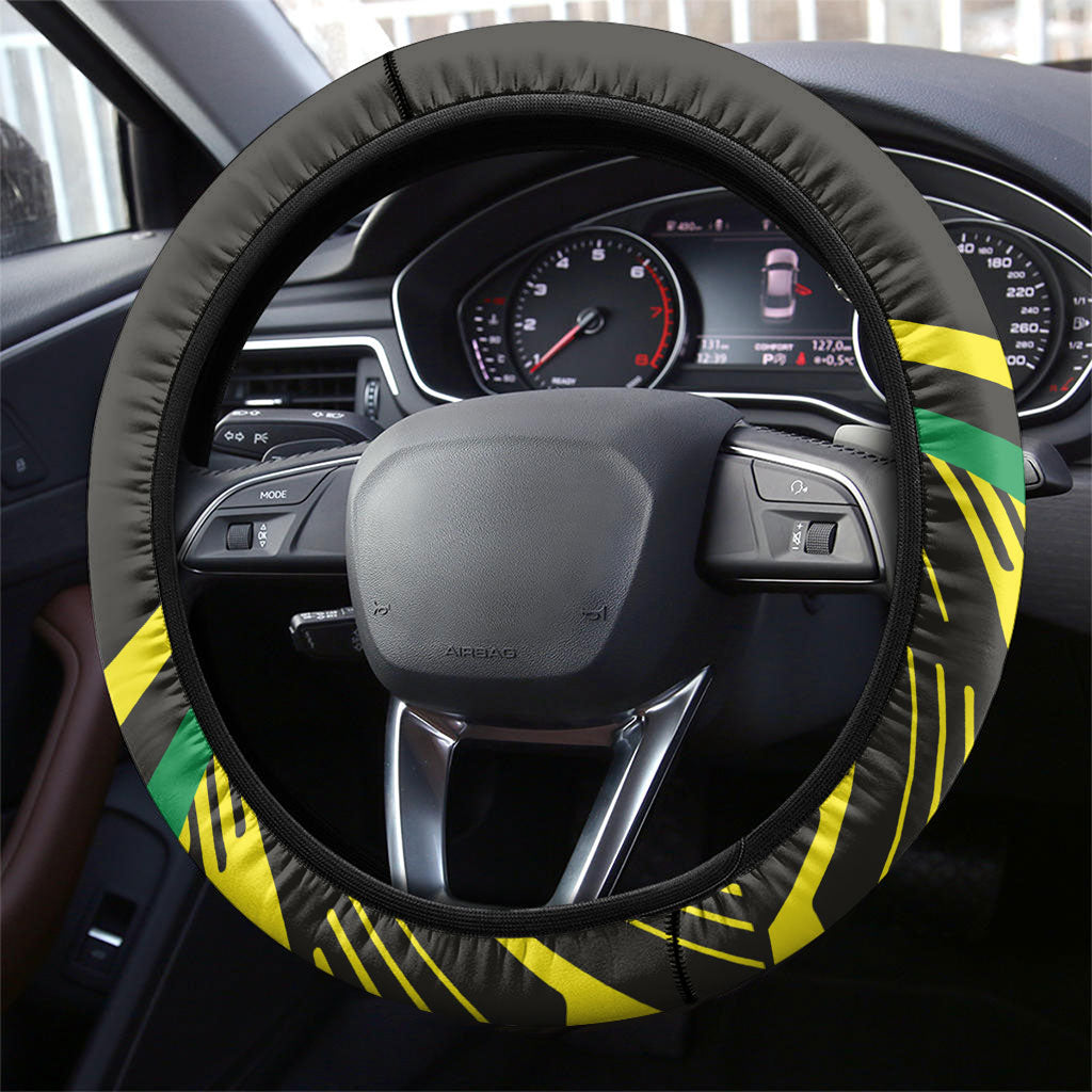 Panthers Rugby Mascot Steering Wheel Cover Fierce Athlete Graphic in Sports Style