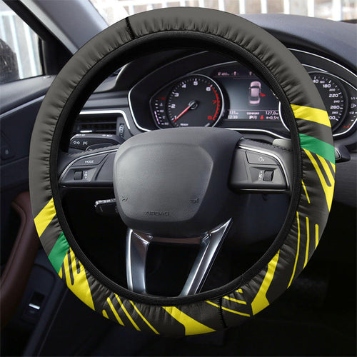 Panthers Rugby Mascot Steering Wheel Cover Fierce Athlete Graphic in Sports Style