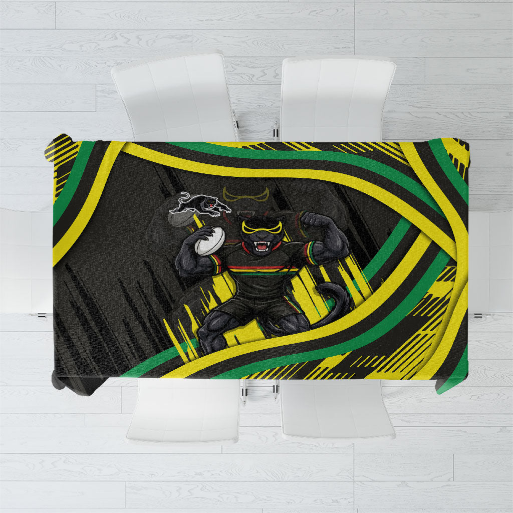 Panthers Rugby Mascot Tablecloth Fierce Athlete Graphic in Sports Style