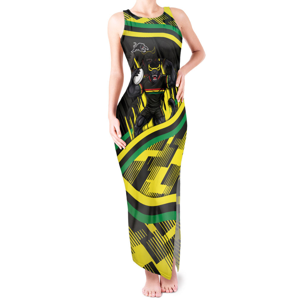 Panthers Rugby Mascot Tank Maxi Dress Fierce Athlete Graphic in Sports Style