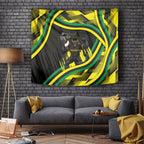 Panthers Rugby Mascot Tapestry Fierce Athlete Graphic in Sports Style