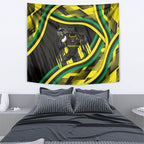 Panthers Rugby Mascot Tapestry Fierce Athlete Graphic in Sports Style