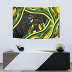 Panthers Rugby Mascot Tapestry Fierce Athlete Graphic in Sports Style