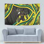 Panthers Rugby Mascot Tapestry Fierce Athlete Graphic in Sports Style