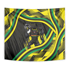 Panthers Rugby Mascot Tapestry Fierce Athlete Graphic in Sports Style