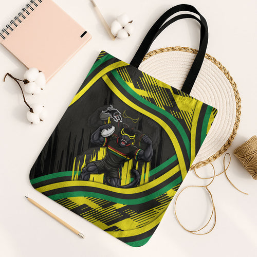 Panthers Rugby Mascot Tote Bag Fierce Athlete Graphic in Sports Style