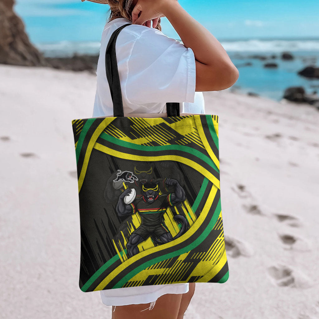 Panthers Rugby Mascot Tote Bag Fierce Athlete Graphic in Sports Style
