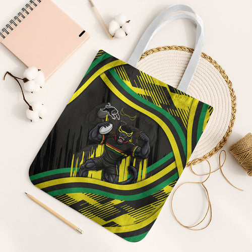 Panthers Rugby Mascot Tote Bag Fierce Athlete Graphic in Sports Style
