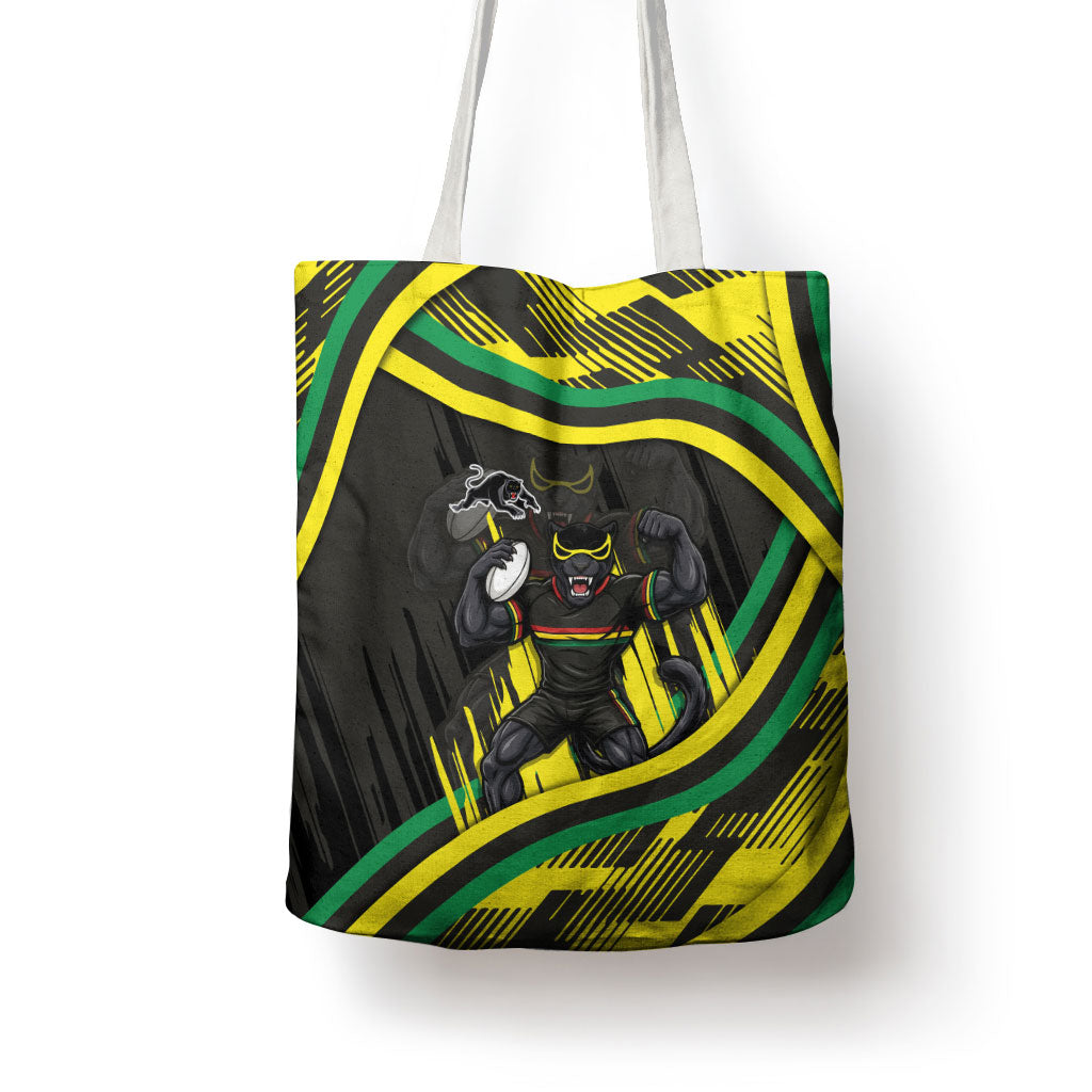Panthers Rugby Mascot Tote Bag Fierce Athlete Graphic in Sports Style