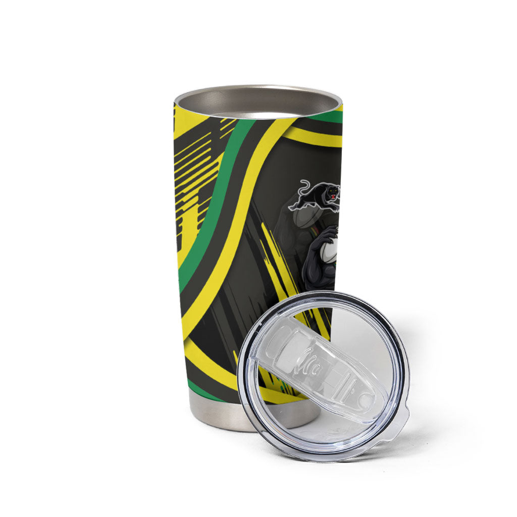 Panthers Rugby Mascot Tumbler Cup Fierce Athlete Graphic in Sports Style