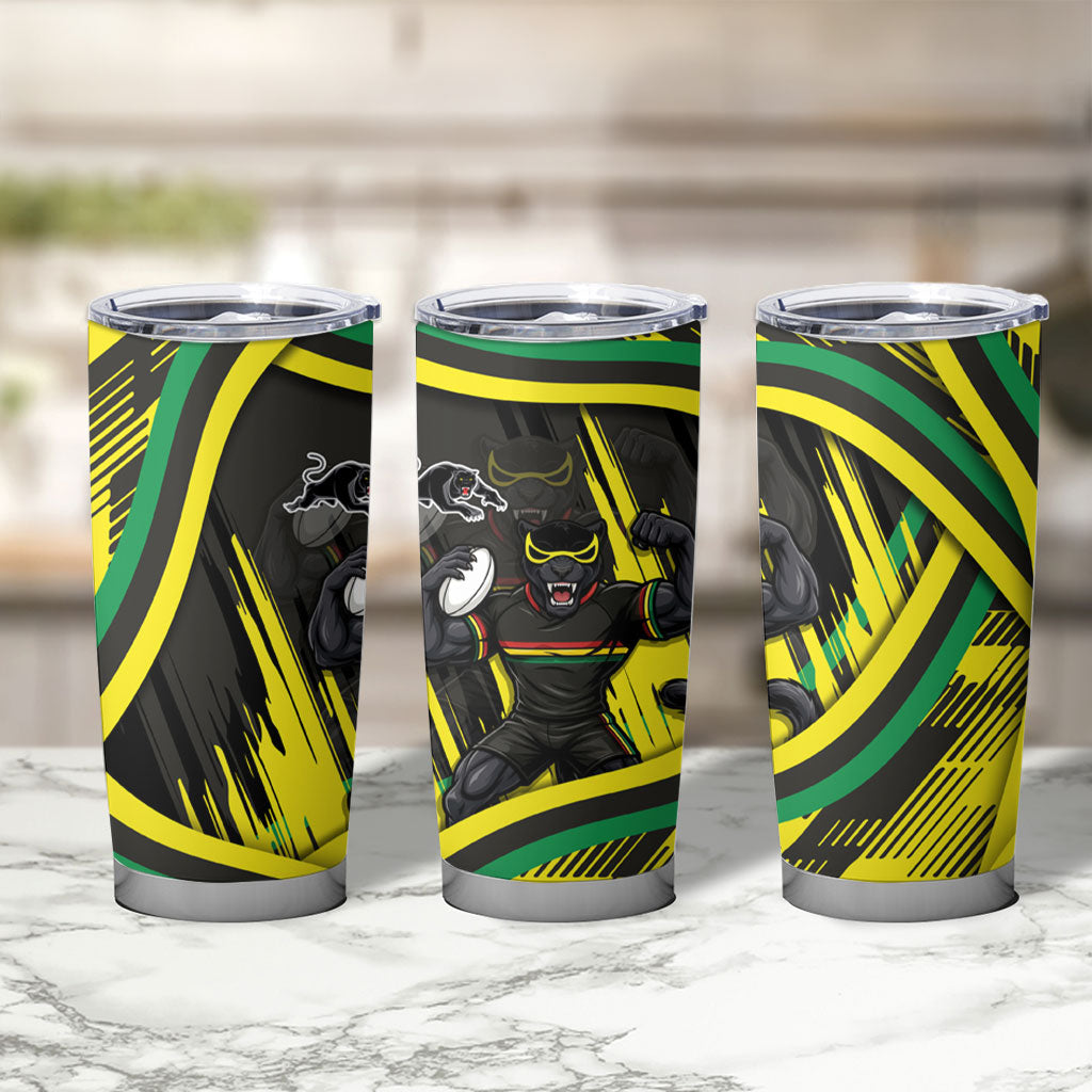 Panthers Rugby Mascot Tumbler Cup Fierce Athlete Graphic in Sports Style