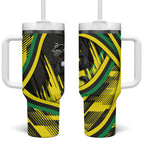 Panthers Rugby Mascot Tumbler With Handle Fierce Athlete Graphic in Sports Style