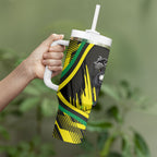 Panthers Rugby Mascot Tumbler With Handle Fierce Athlete Graphic in Sports Style