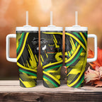 Panthers Rugby Mascot Tumbler With Handle Fierce Athlete Graphic in Sports Style