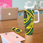 Panthers Rugby Mascot Tumbler With Handle Fierce Athlete Graphic in Sports Style