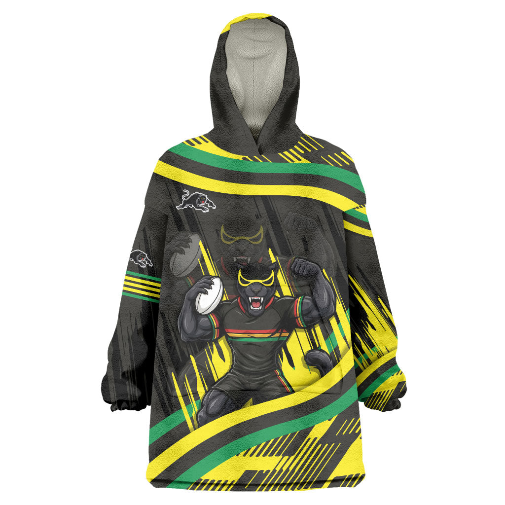 Panthers Rugby Mascot Wearable Blanket Hoodie Fierce Athlete Graphic in Sports Style