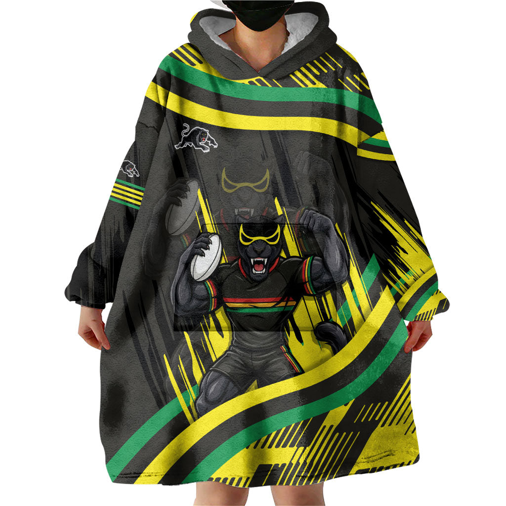 Panthers Rugby Mascot Wearable Blanket Hoodie Fierce Athlete Graphic in Sports Style