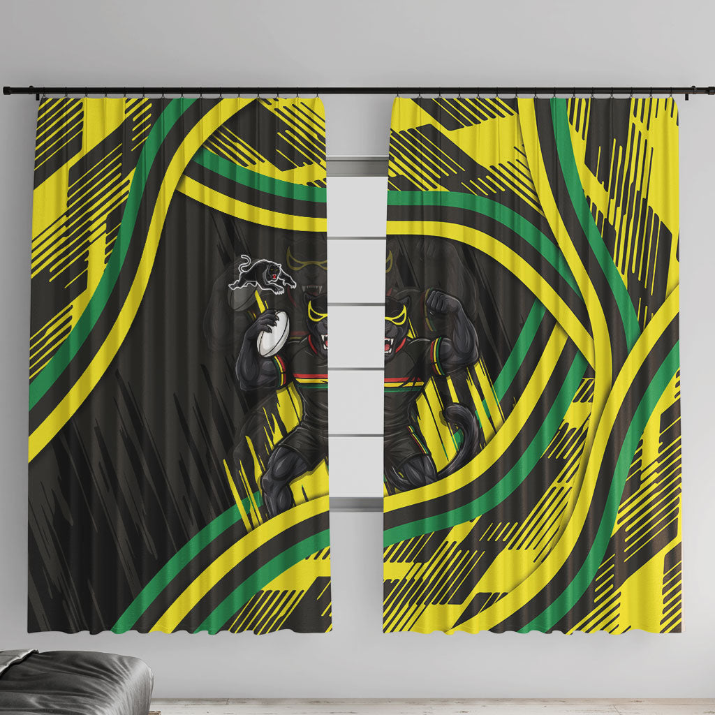 Panthers Rugby Mascot Window Curtain Fierce Athlete Graphic in Sports Style