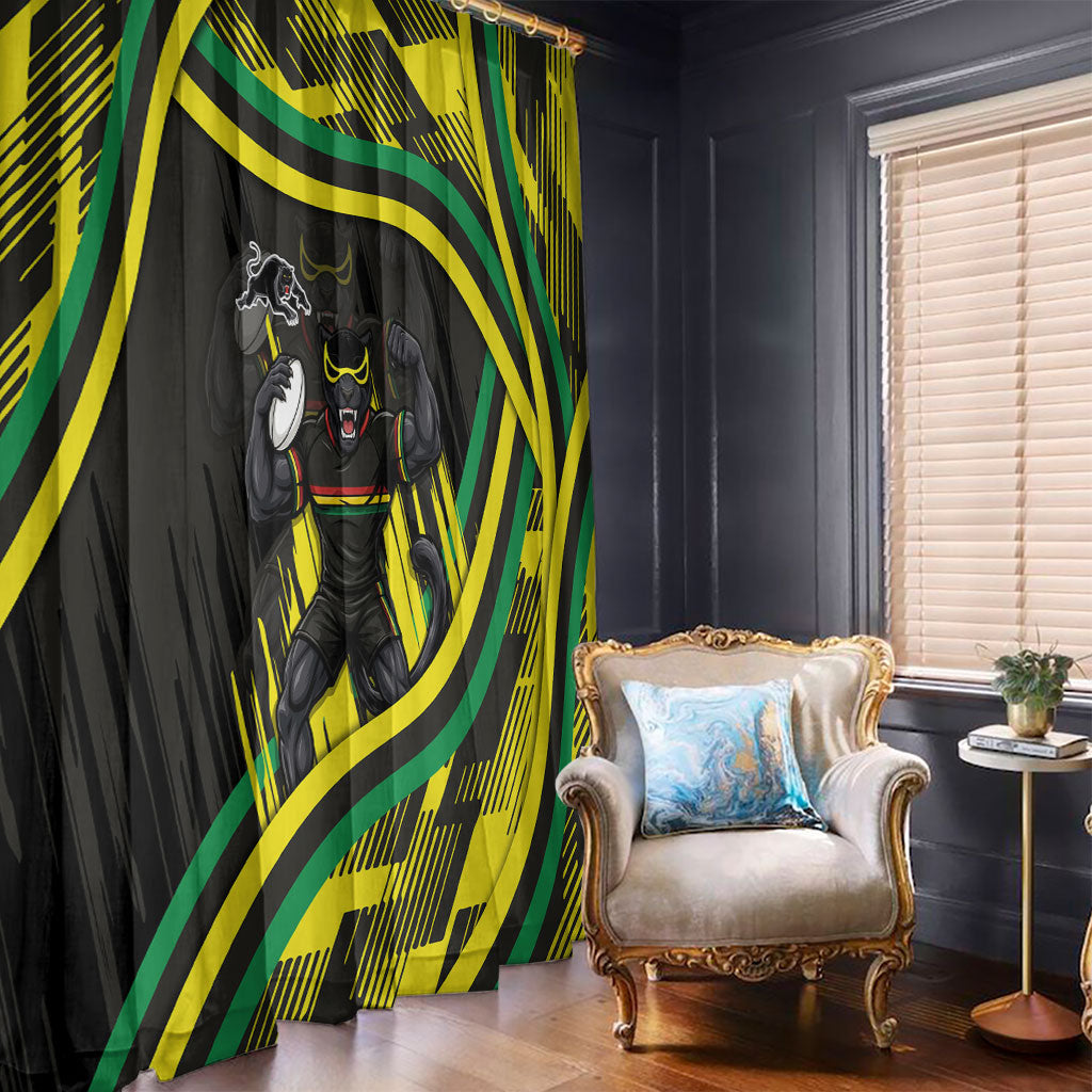 Panthers Rugby Mascot Window Curtain Fierce Athlete Graphic in Sports Style
