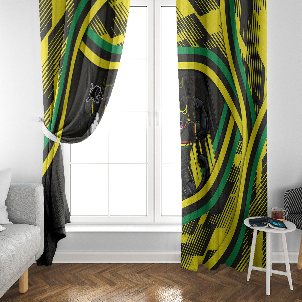 Panthers Rugby Mascot Window Curtain Fierce Athlete Graphic in Sports Style