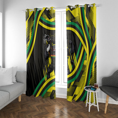 Panthers Rugby Mascot Window Curtain Fierce Athlete Graphic in Sports Style