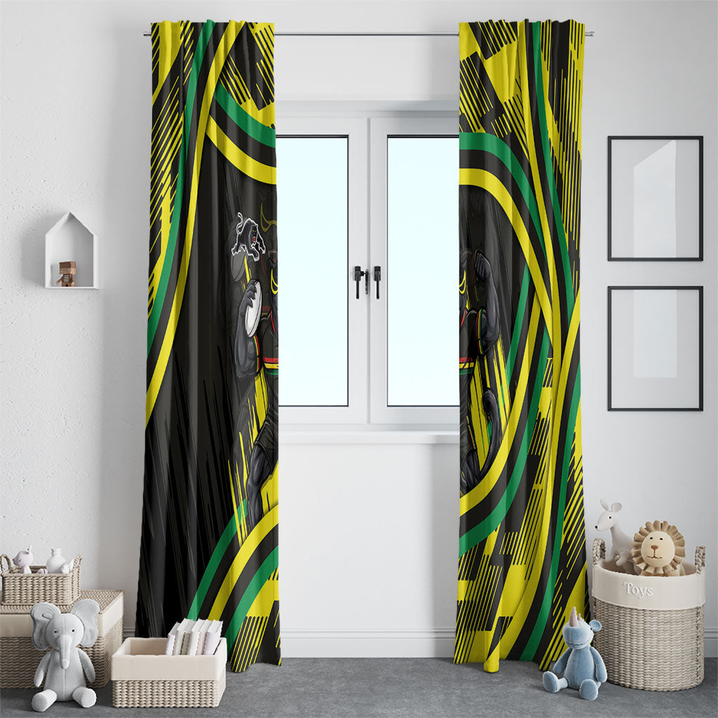 Panthers Rugby Mascot Window Curtain Fierce Athlete Graphic in Sports Style