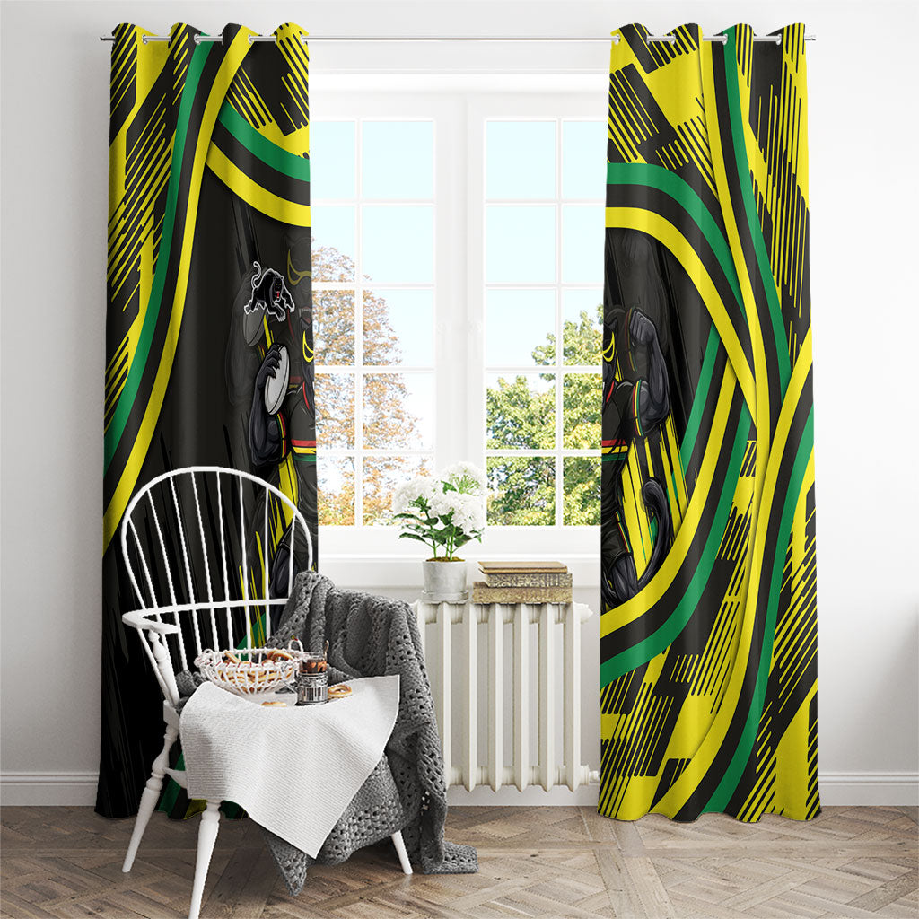 Panthers Rugby Mascot Window Curtain Fierce Athlete Graphic in Sports Style