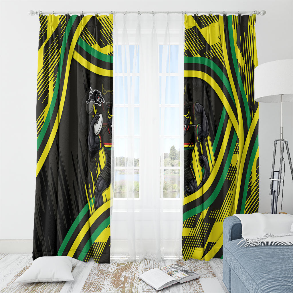 Panthers Rugby Mascot Window Curtain Fierce Athlete Graphic in Sports Style