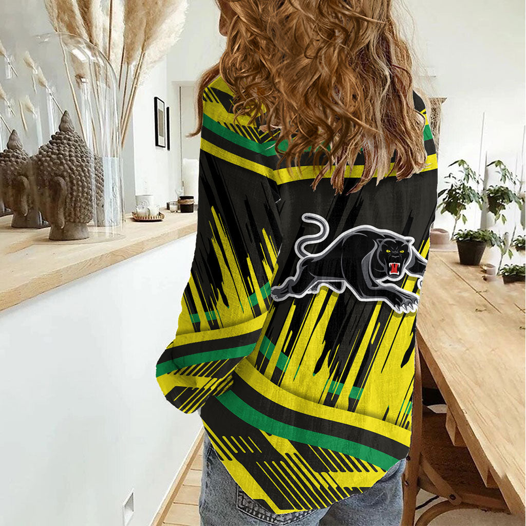 Panthers Rugby Mascot Women Casual Shirt Fierce Athlete Graphic in Sports Style