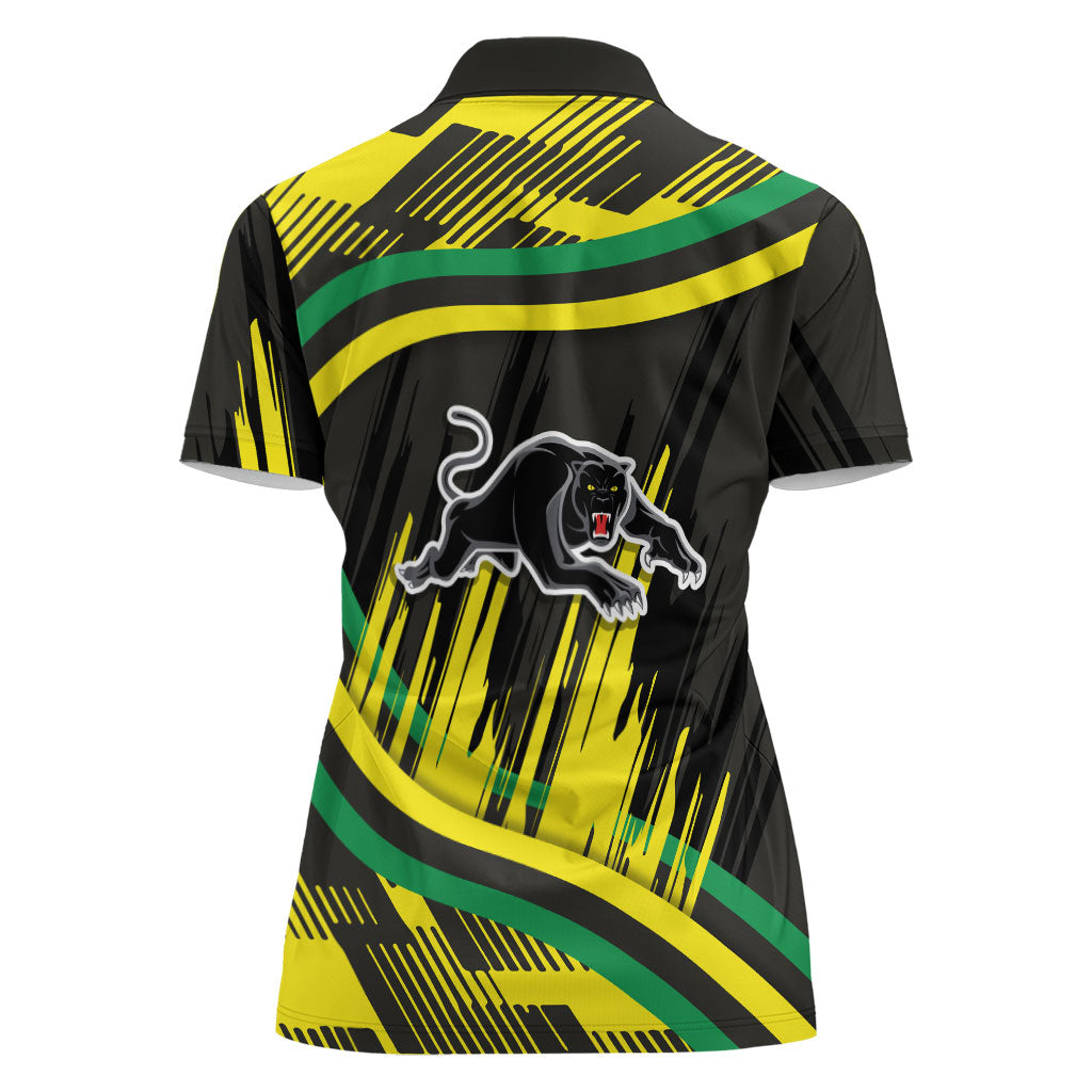 Panthers Rugby Mascot Women Polo Shirt Fierce Athlete Graphic in Sports Style
