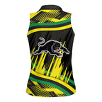 Panthers Rugby Mascot Women Sleeveless Polo Shirt Fierce Athlete Graphic in Sports Style