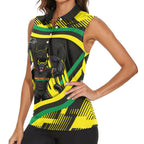Panthers Rugby Mascot Women Sleeveless Polo Shirt Fierce Athlete Graphic in Sports Style