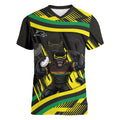 Panthers Rugby Mascot Women V-Neck T-Shirt Fierce Athlete Graphic in Sports Style