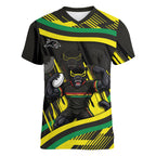 Panthers Rugby Mascot Women V-Neck T-Shirt Fierce Athlete Graphic in Sports Style